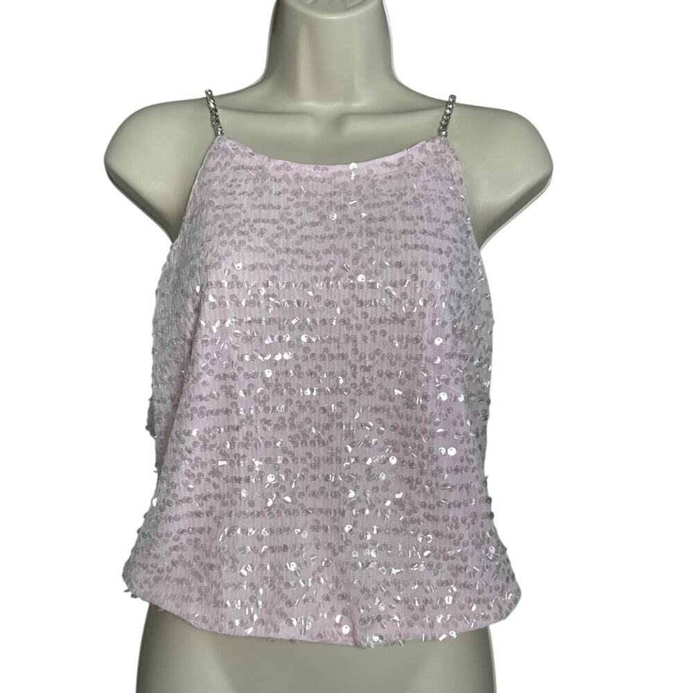 NWT Eloquii Light Pink Sequin Tank Top with Rhinestone Straps Size‎ 14